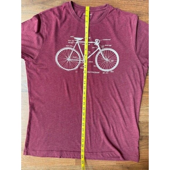 Men's Banana Republic Bicycle Diagram Parts Burgundy Graphic T Shirt Size LRG - Picture 6 of 6